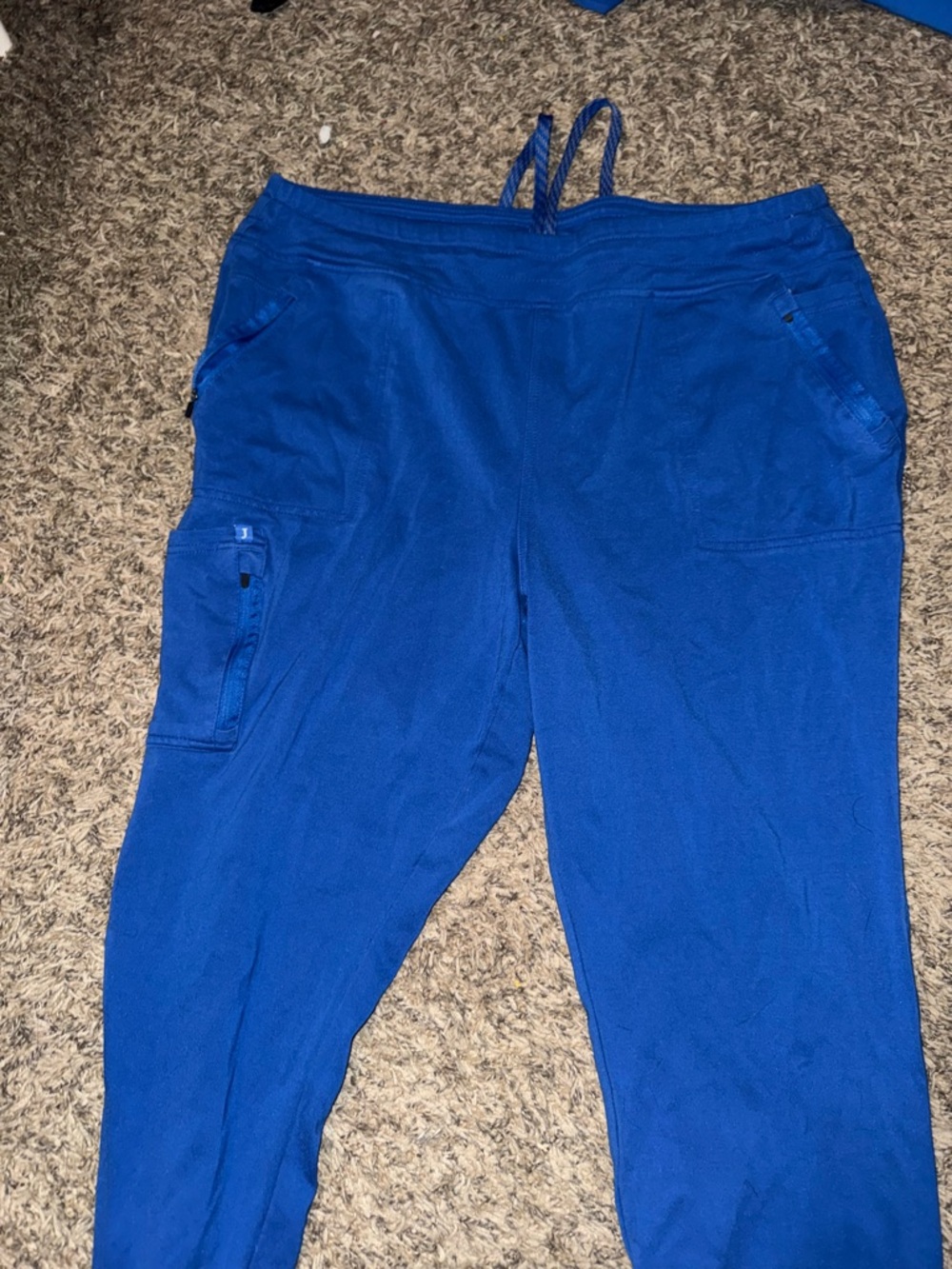 Royal Blue Drawstring Cargo Scrub Pants